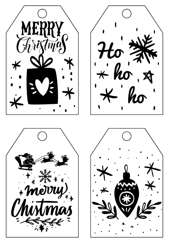 10 Best Printable Christmas Tags Black And White PDF For Free At Printablee