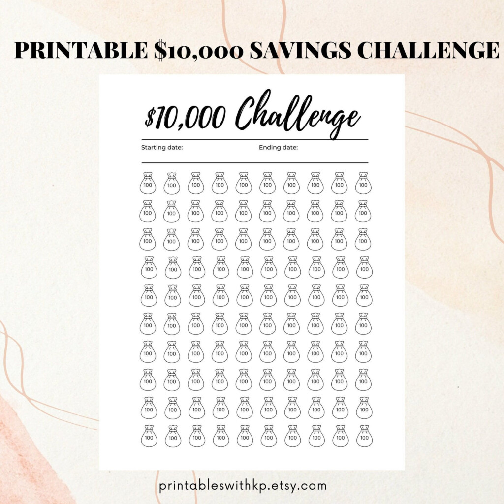 10000 Savings Challenge Printable