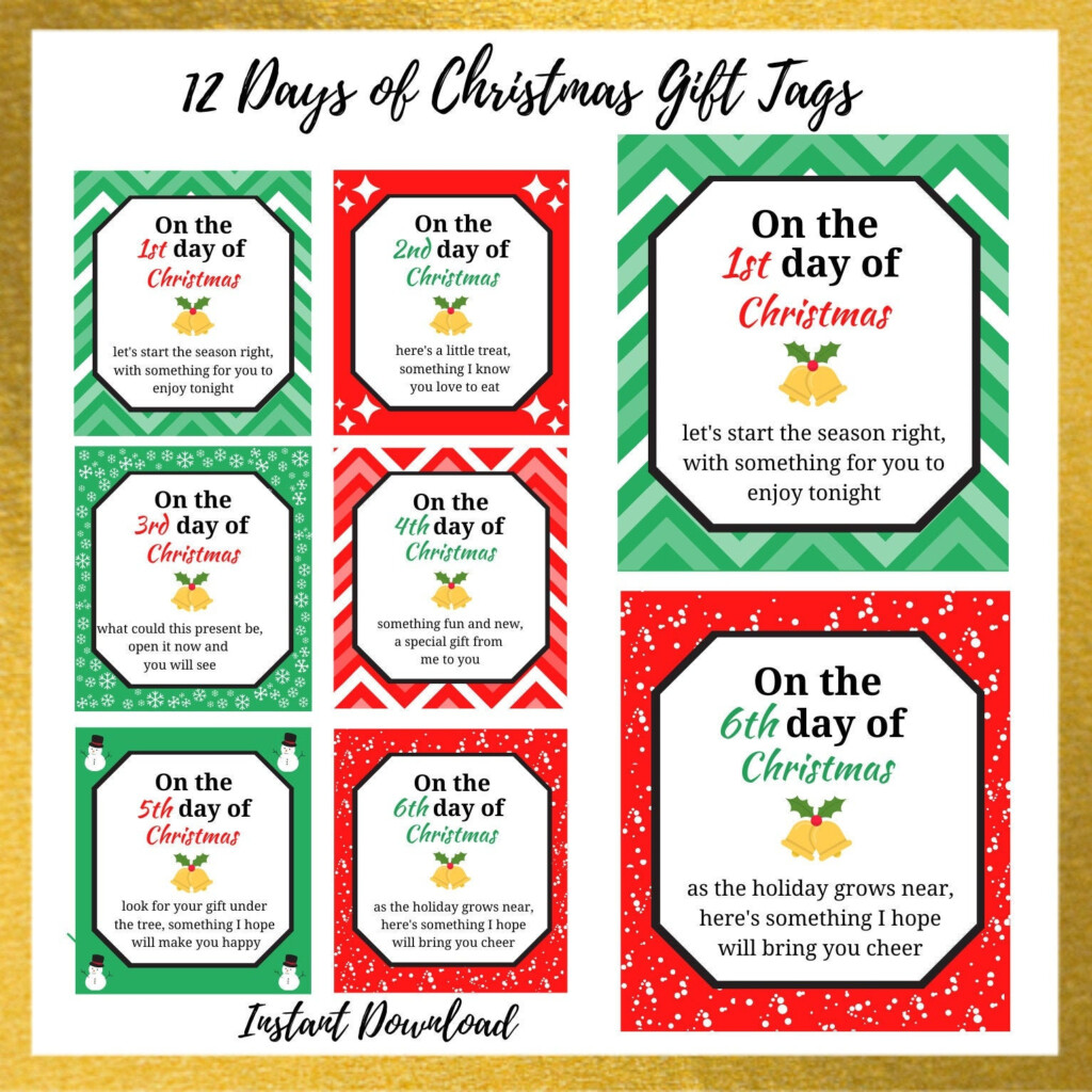 12 Days Of Christmas Gift Tags 12 Days Of Christmas Printable 12 