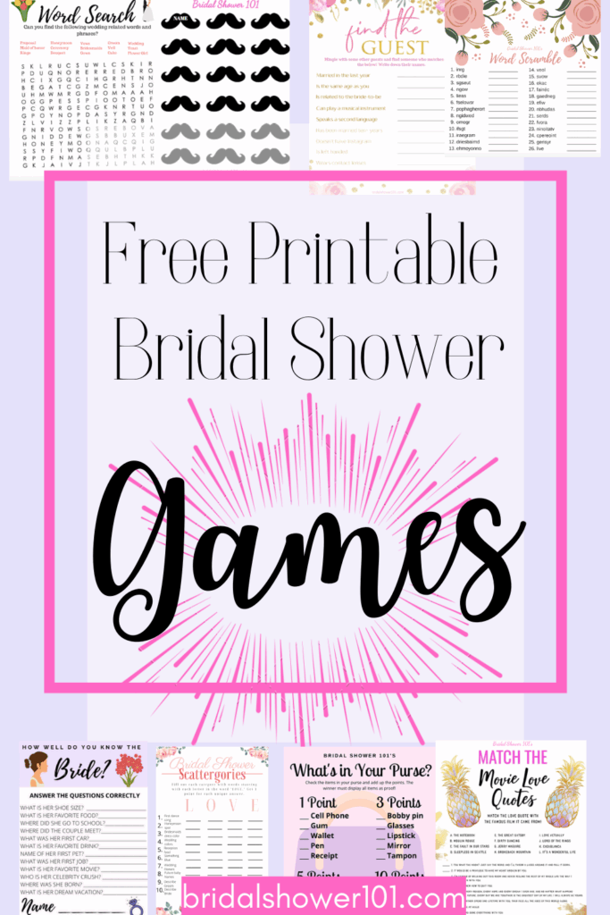 17 FREE Printable Bridal Shower Games Bridal Shower 101 Printable 