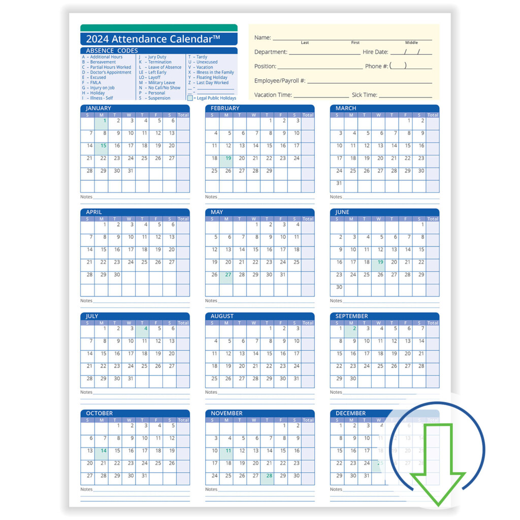 2025 Employee Attendance Calendar Printable Free Word Search Nicholas 