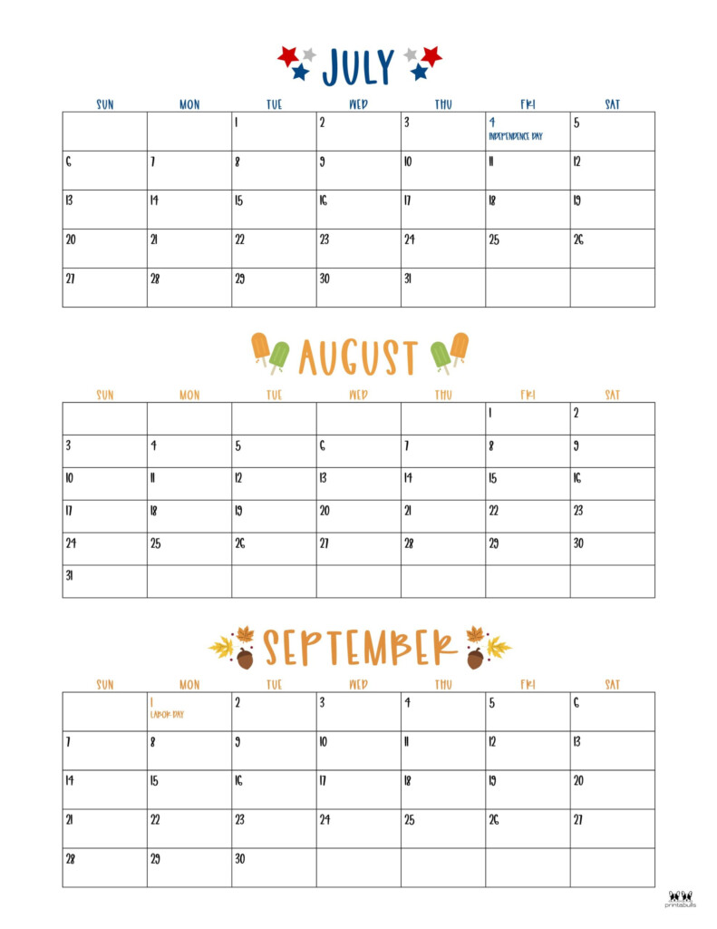 2025 Summer Calendars 27 FREE Printables Printabulls