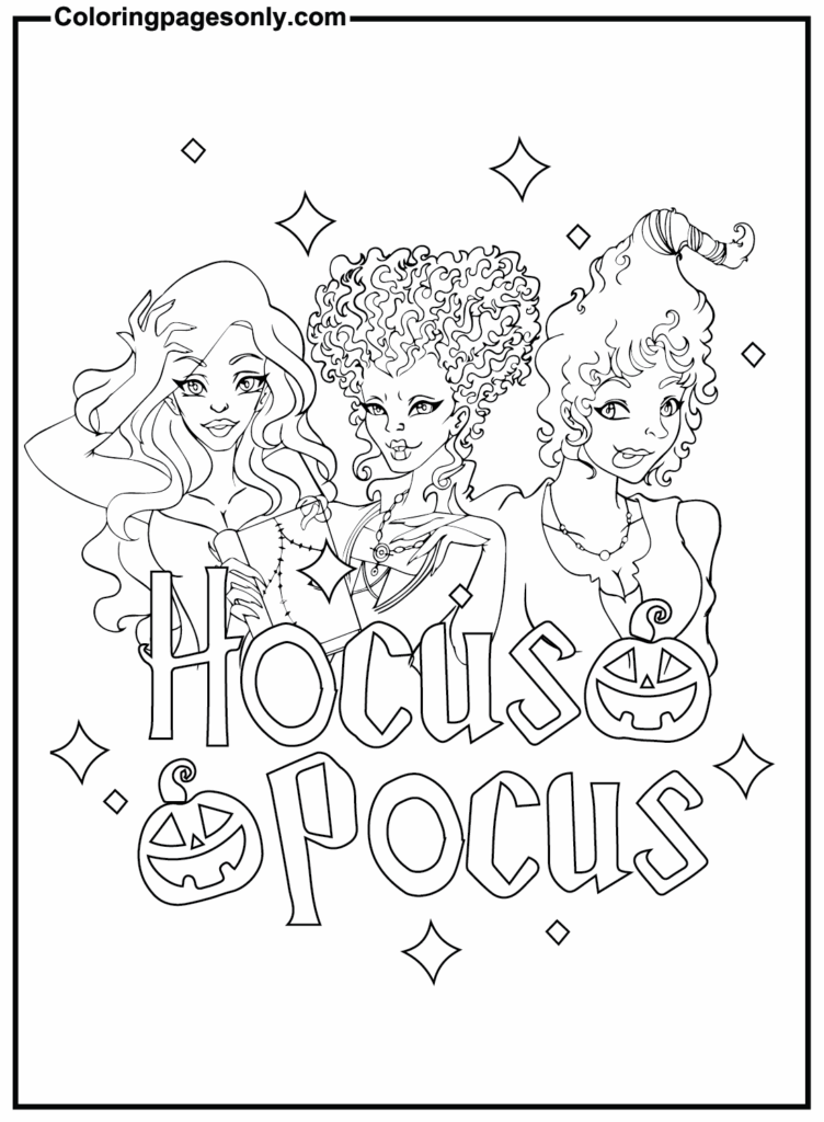21 Hocus Pocus Coloring Pages Free Printable For Kids And Adults