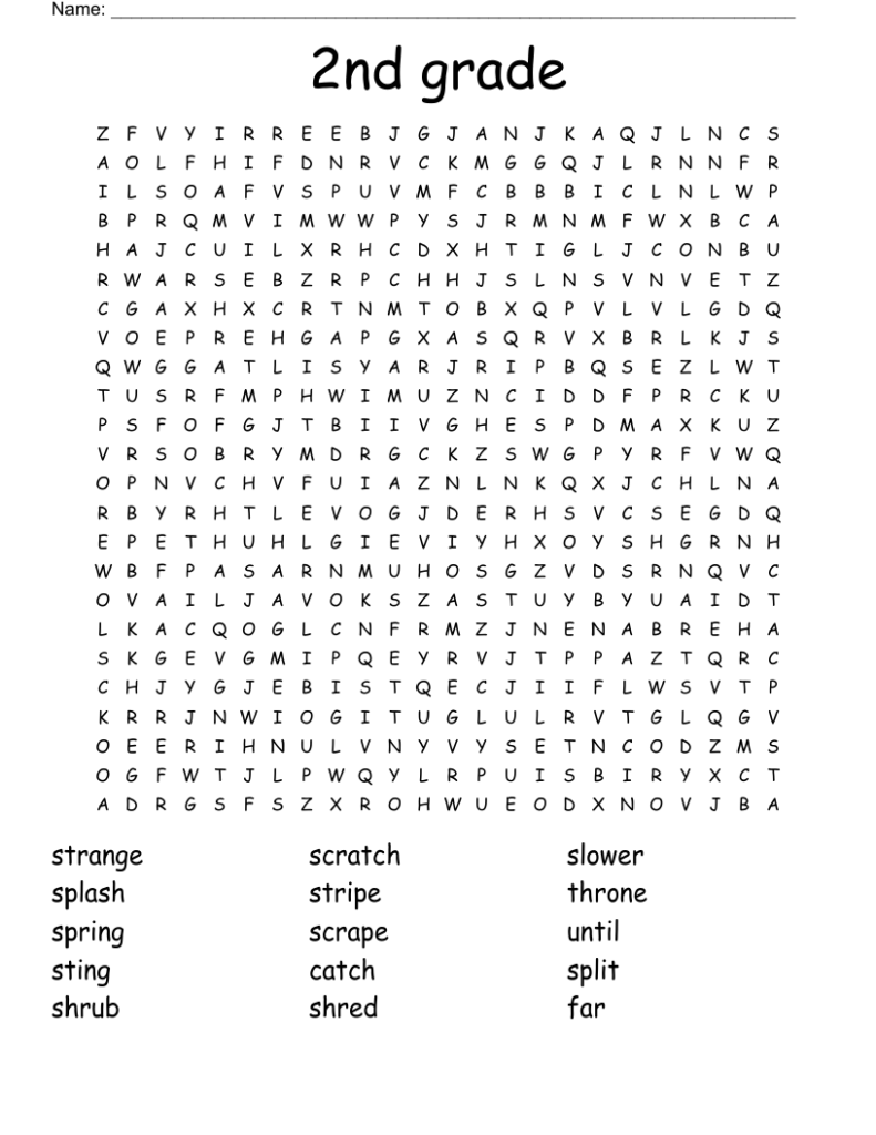 2Nd Grade Word Search Printable At Tanjaxxonblog Blog