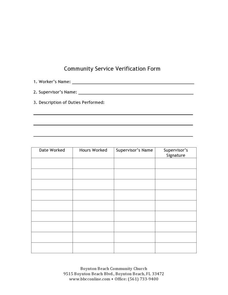 44 Printable Community Service Forms MS Word TemplateLab