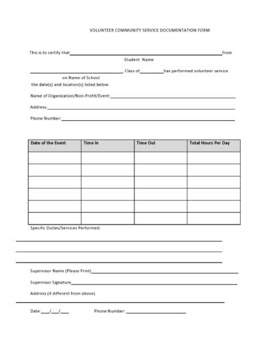 44 Printable Community Service Forms MS Word TemplateLab