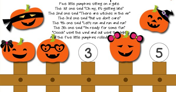 5 Little Pumpkins Sitting On Gate Printable