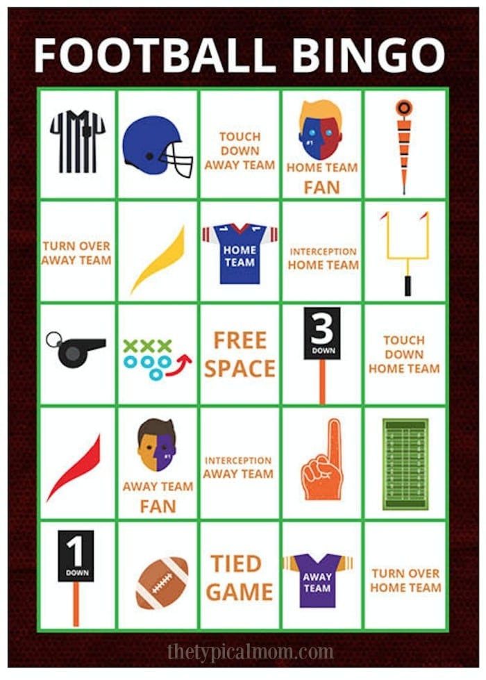 52 Free Printable Football Bingo Cards