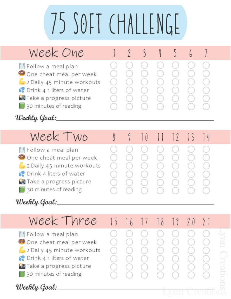 75 Soft Challenge Tracker Printable Free Printable Templates Protal