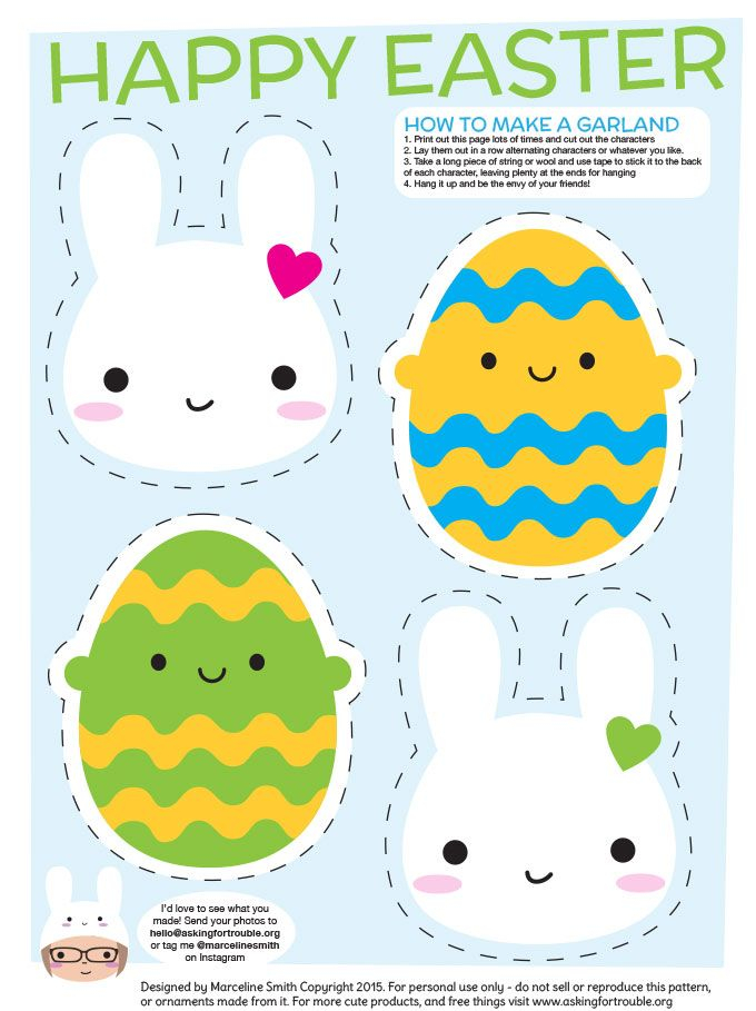 A FREE Printable PDF To Make Your Own Cute Easter Decorations Cute 