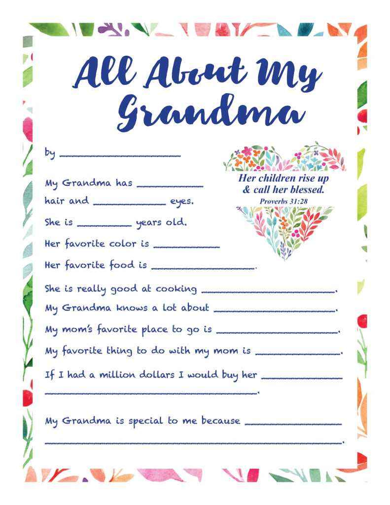 All About Grandma Free Printable Printable Word Searches