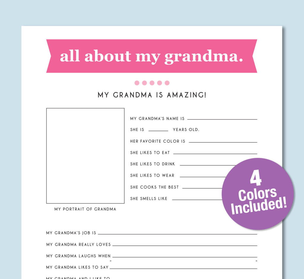 All About My Grandma Free Printable Printable Calendars AT A GLANCE