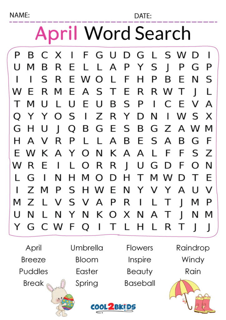 April Word Search Free Printables Udlvirtual esad edu br