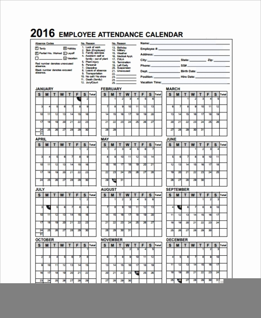 Attendance Calendar 2025 Pdf Ralph A Cook