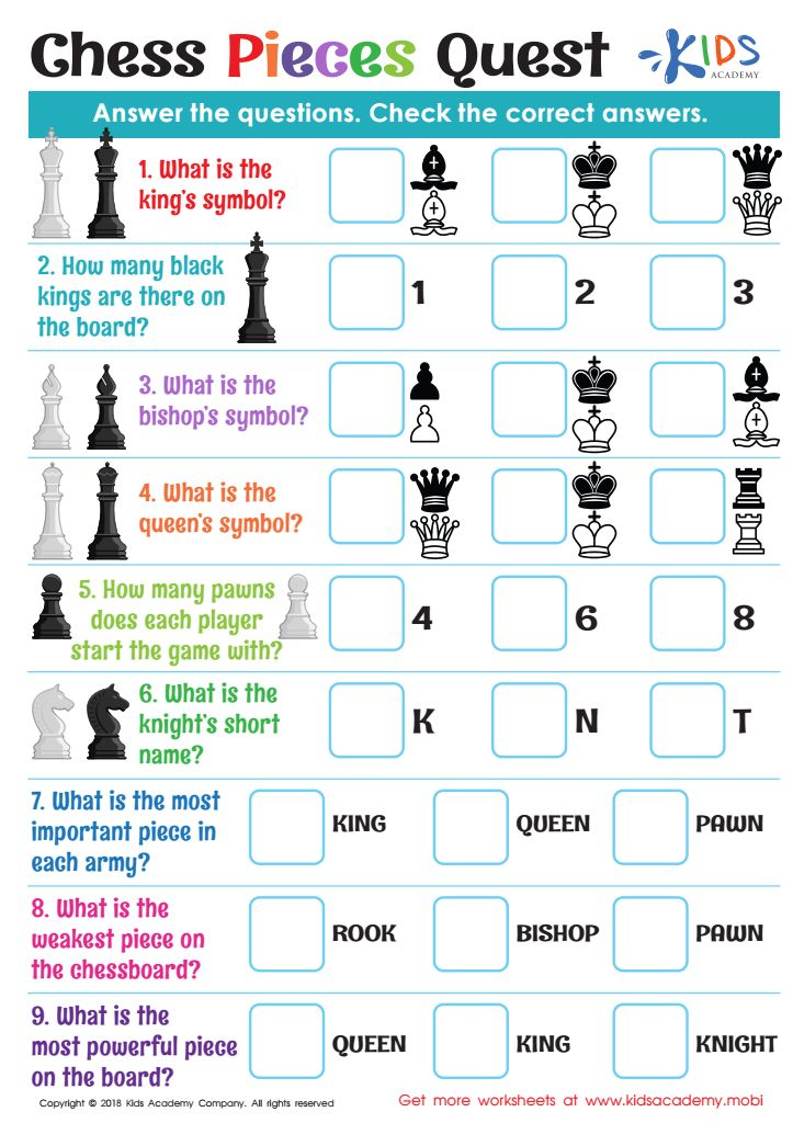 Beginner Printable Chess Rules Educational Printable Worksheets