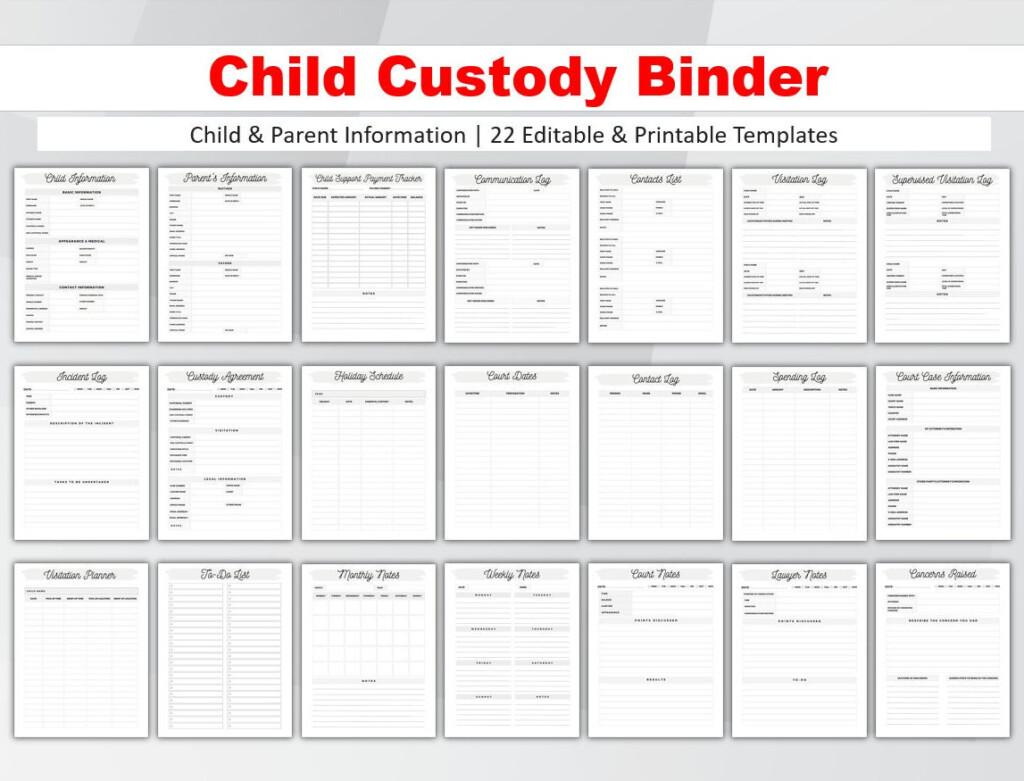 Child Custody Binder Editable Printable Child Custody Etsy
