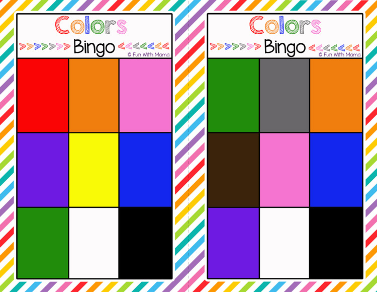 Color Bingo Cards Printable