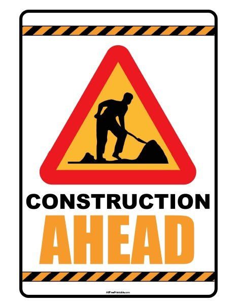 Construction Ahead Sign Free Printable