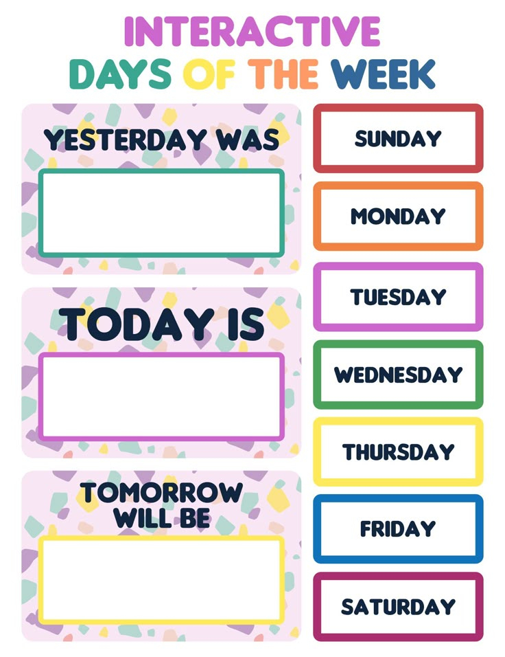 Days Of The Week Chart Free Printable Pdf