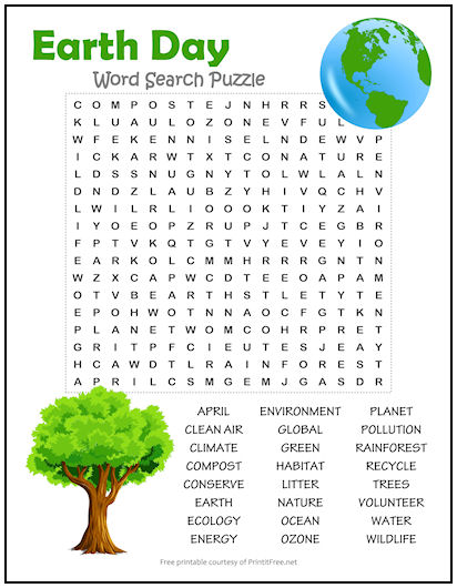 Earth Day Word Search Puzzle Print It Free Artofit