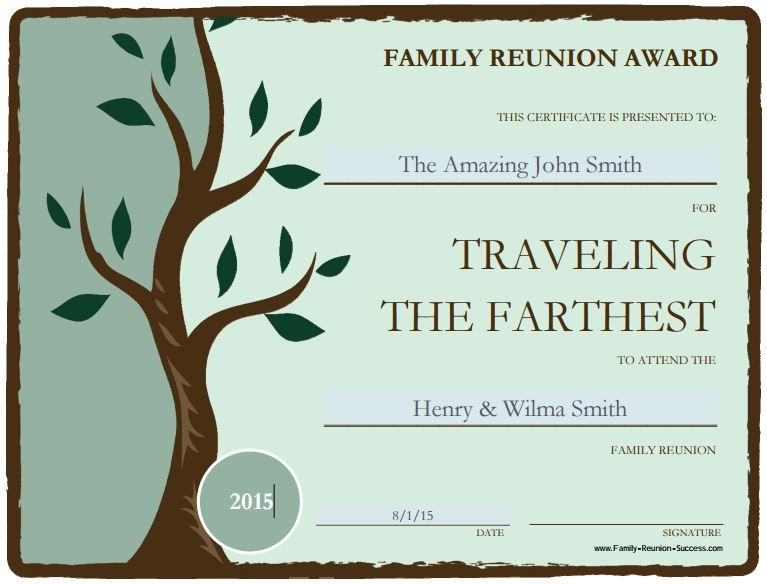 Family Reunion Certificates Free Printable Printable Sight Words List