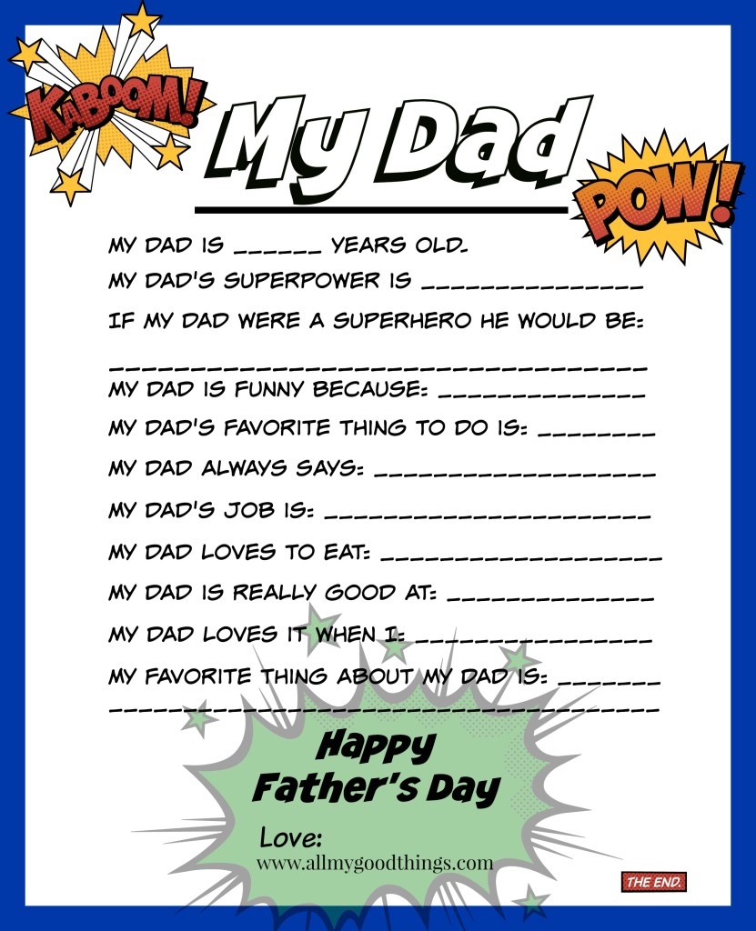 Fathers Day Questionnaire Printable