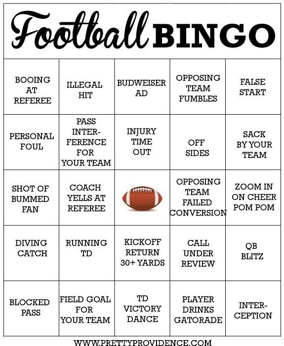 Football Bingo Free Printable Printable Word Searches