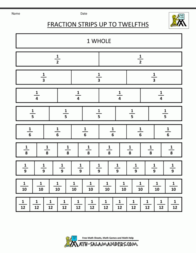 Fraction Strips Free Printable