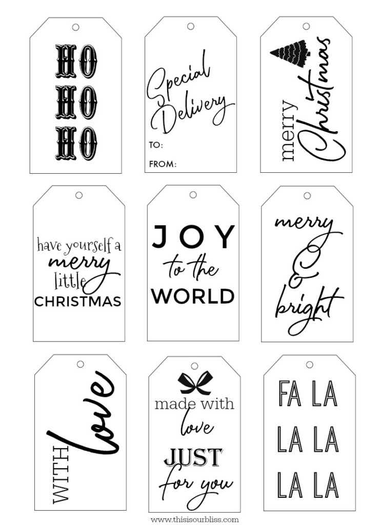 Free Black And White Printable Christmas Gift Tags Printable Templates