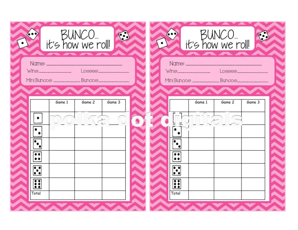 Free Bunco Printables 4 Bunco Score Cards quarter 