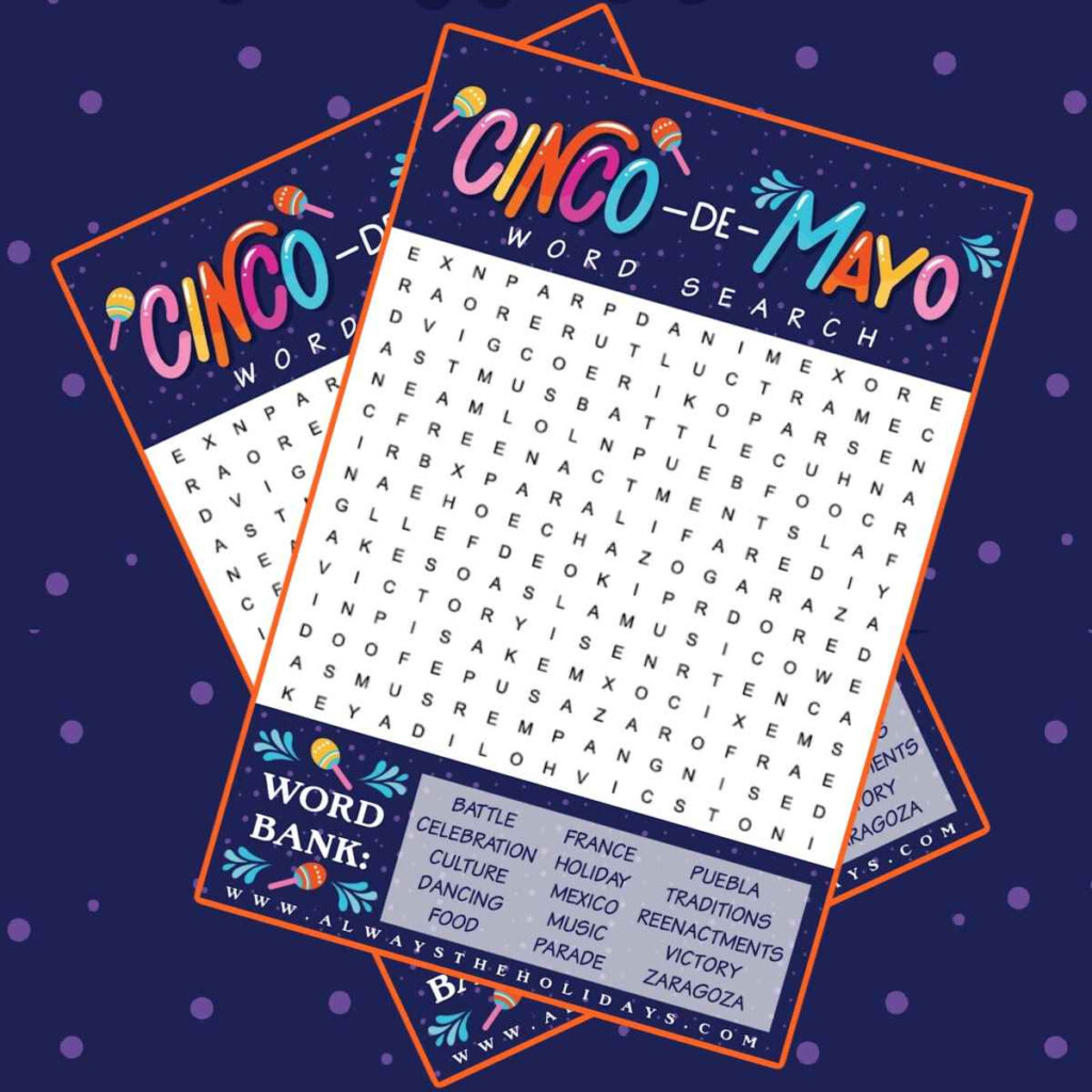 Free Cinco De Mayo Word Search Printable Answer Key Included