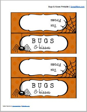 Free Halloween Printable Bugs Kisses Treat Topper Scraplifters