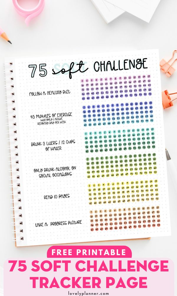 Free Printable 75 Soft Challenge Tracker Lovely Planner