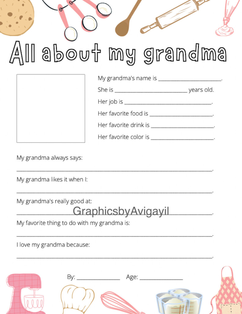 Free Printable All About Grandma Printable