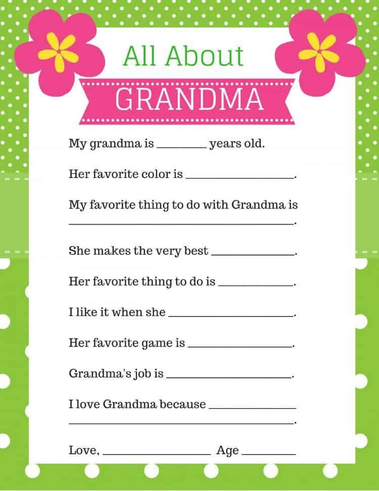 Free Printable All About Grandma Printable Printable Templates Free
