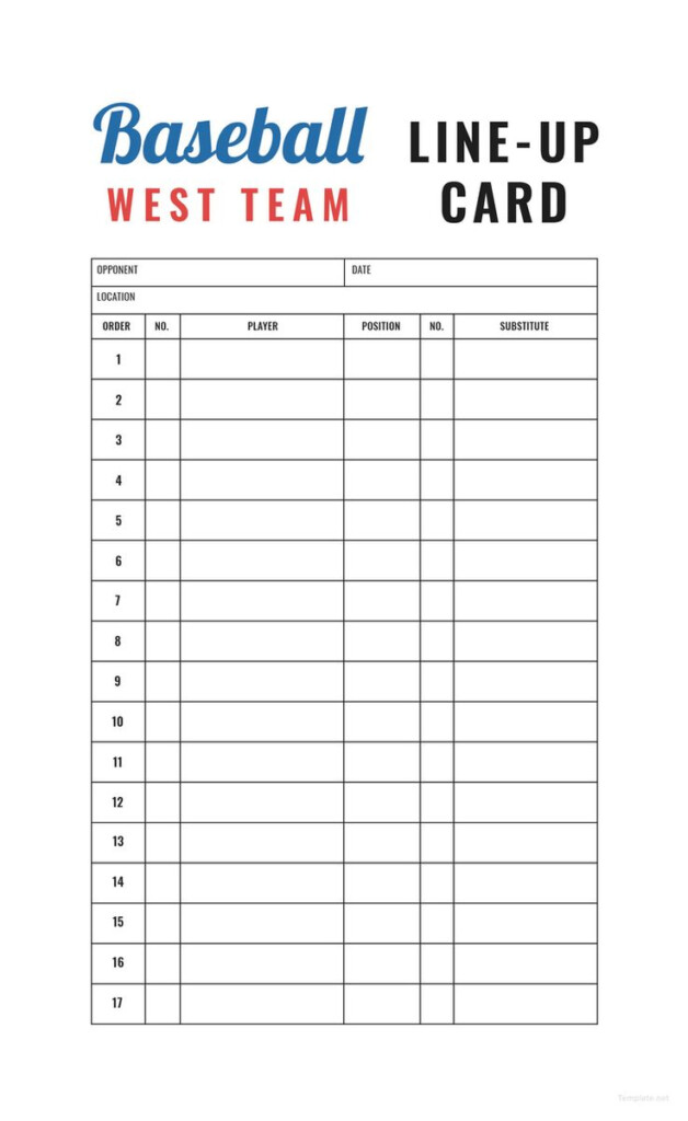 Free Printable Baseball Lineup Cards Printable Sight Words List