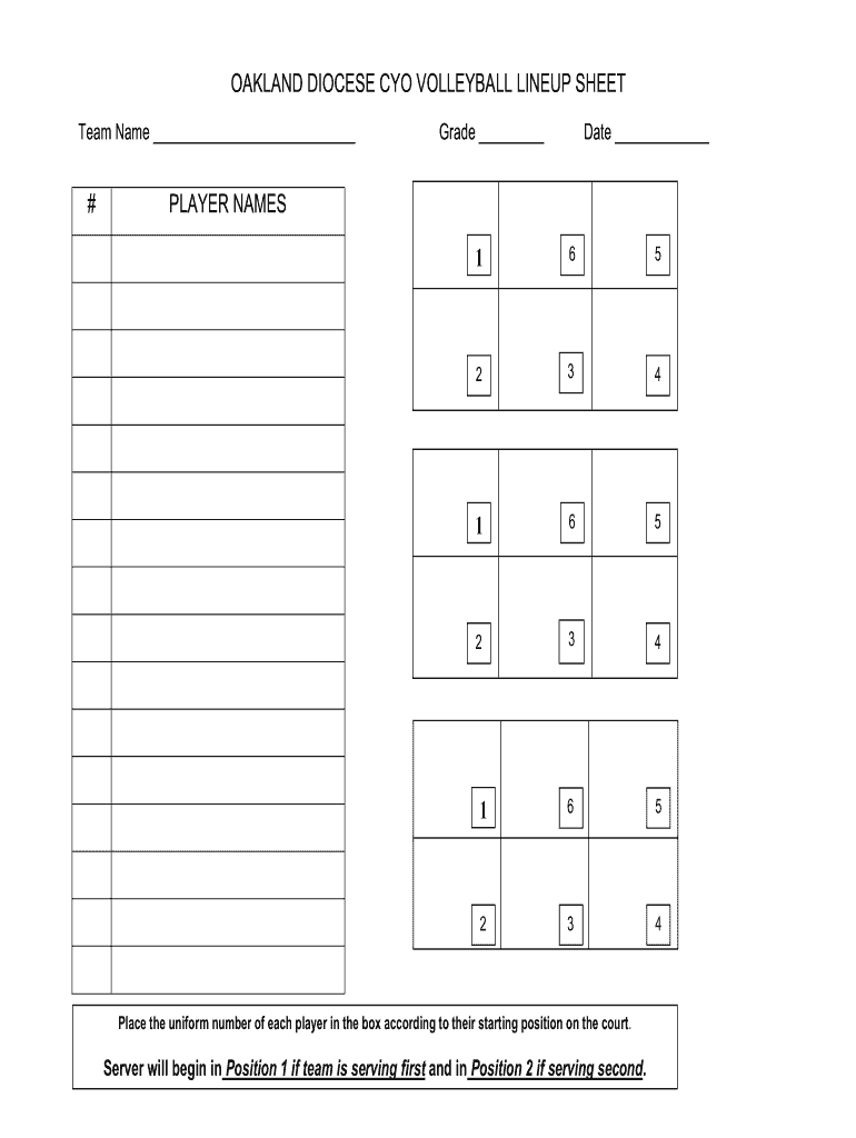 Free Printable Blank Volleyball Lineup Sheet