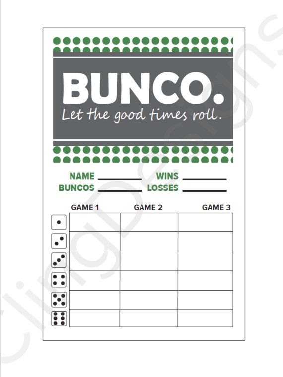 Free Printable Bunco Cards