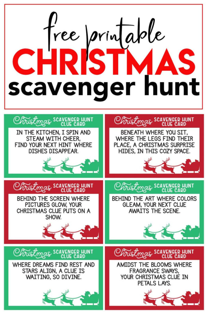 Free Printable Christmas Scavenger Hunt Clues Christmas Scavenger 