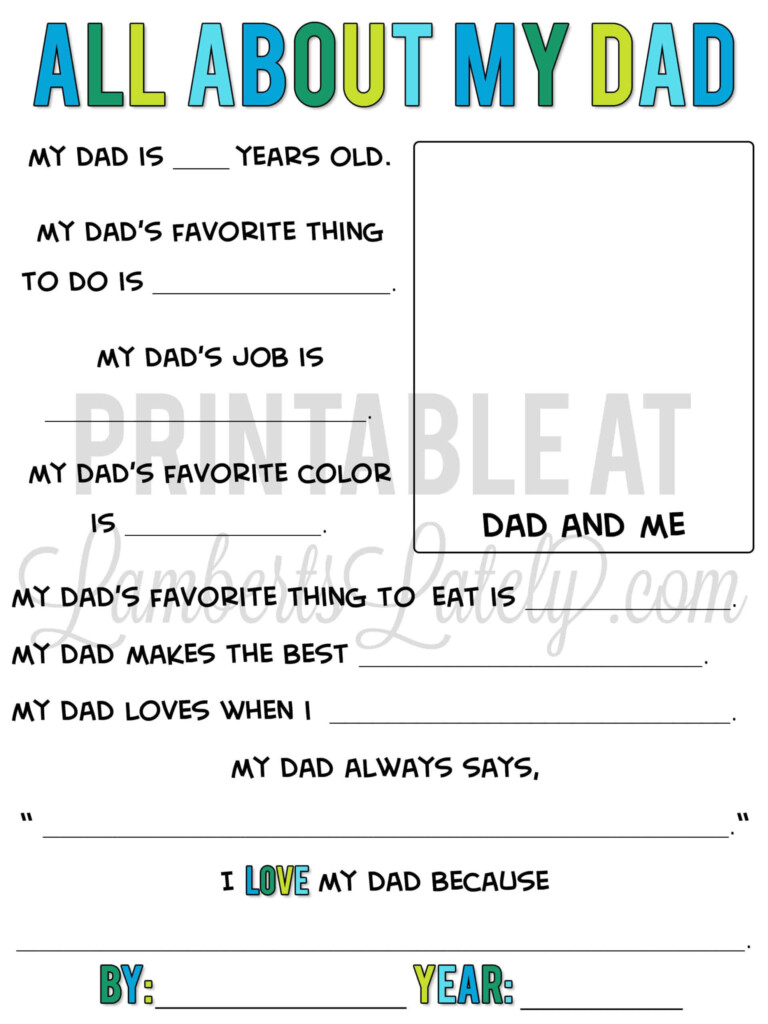 Free Printable Dad Questionnaire