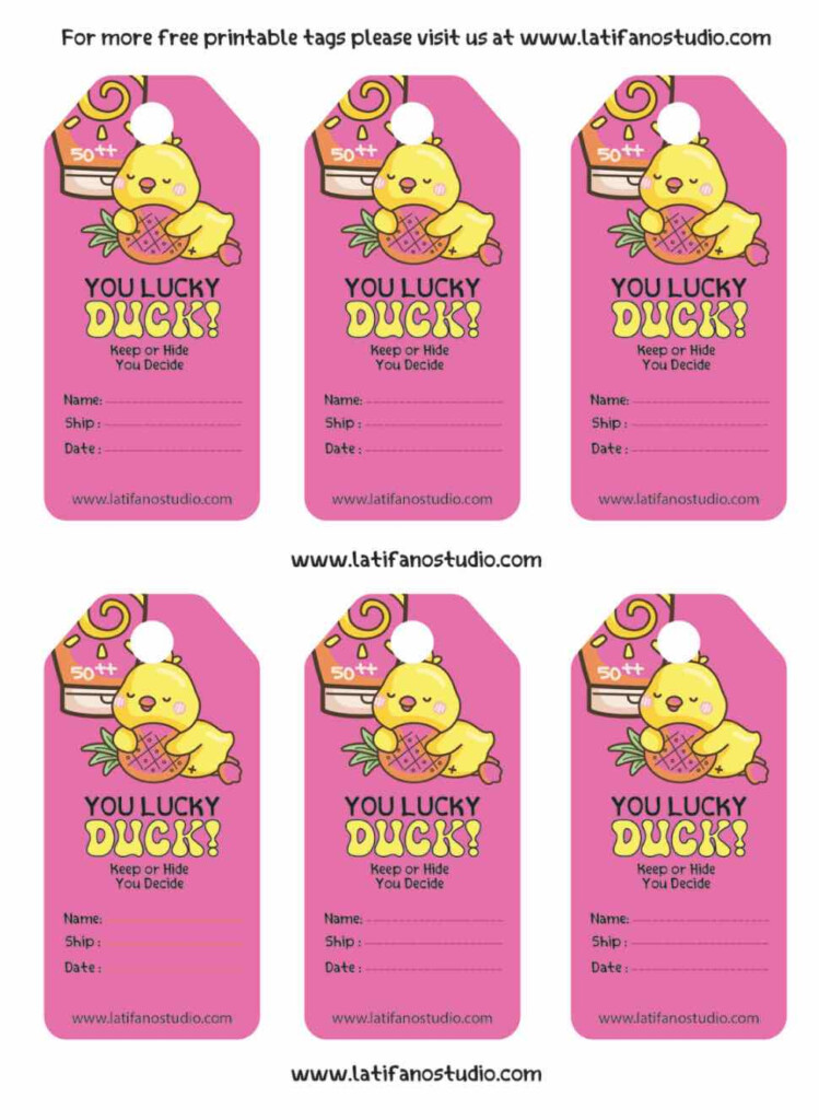 Free Printable Duck Tags PDF PDF Template Free