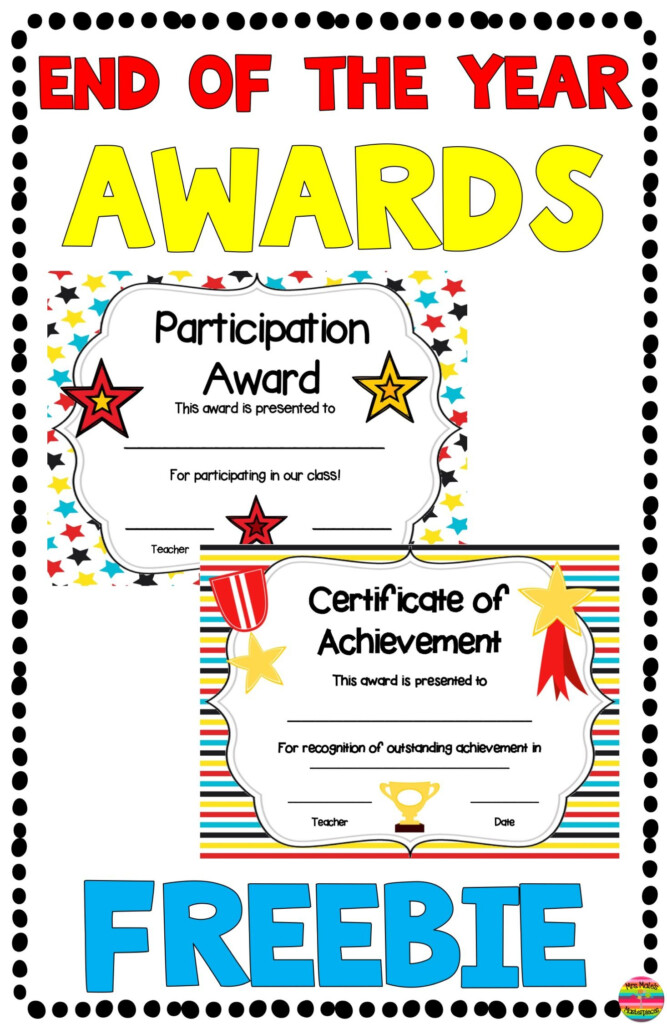 Free Printable End Of The Year Awards For Students