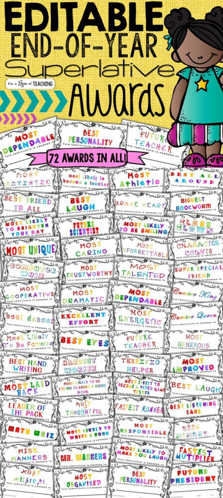 Free Printable End Of The Year Awards For Students Printable 