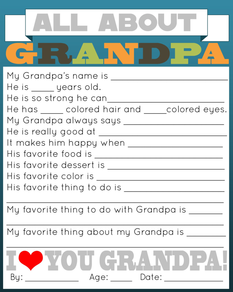 Free Printable Grandpa Questionnaire Web All About My Grandpa Father 39 s 