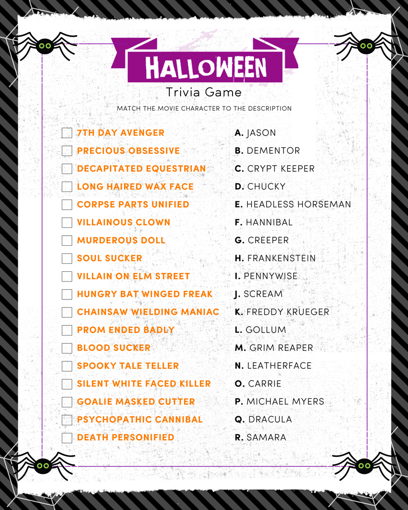 Free Printable Halloween Trivia Web Angels Demons 