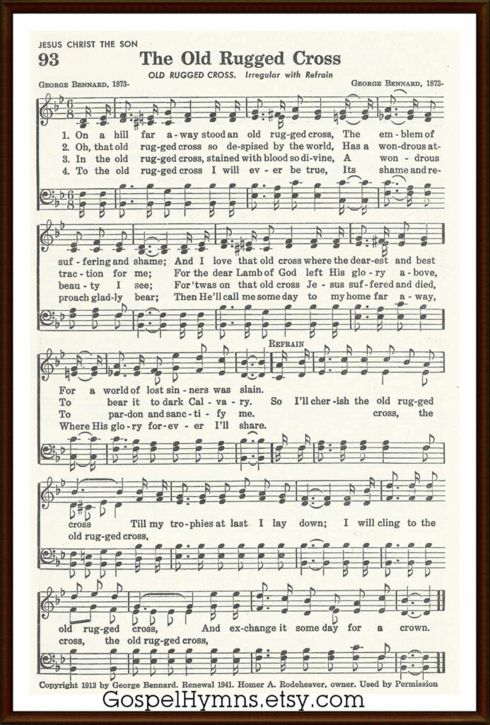 Free Printable Old Rugged Cross Sheet Music