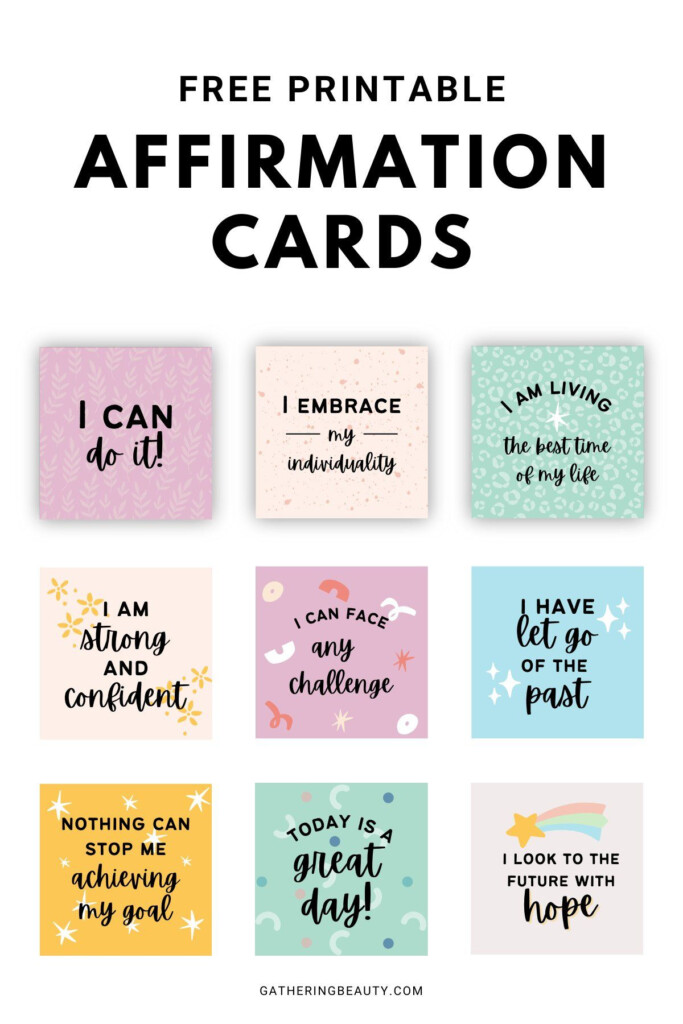 Free Printable Positive Affirmation Cards Gathering Beauty Positive 