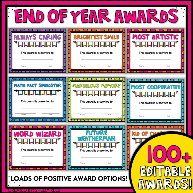 Free Printable Printable End Of The Year Awards For Students