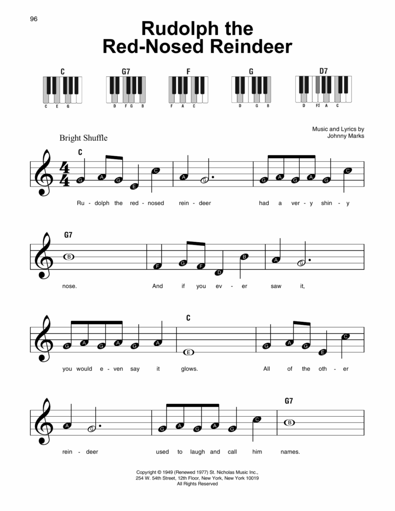 Free Printable Rudolph The Red Nosed Reindeer Sheet Music Free
