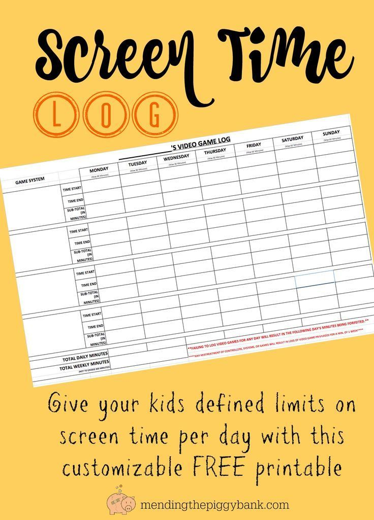 Free Printable Screen Time Charts